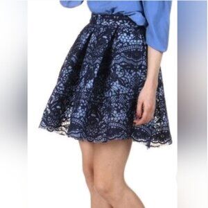 Maje Blue Jeko Pleated Guipure Lace Mesh Skirt Size 1